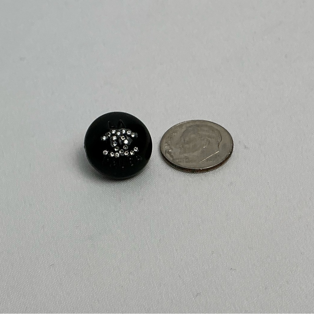 Black Chanel button with rhinestones vintage style